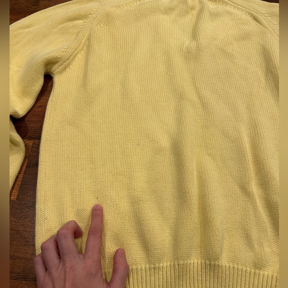 Lands End Butter Yellow 100% Cotton Sweater Men’s Medium or Women’s Large - Picture 6 of 7